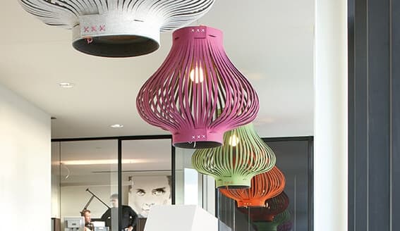 Akoestische lamp gemaakt van 100% recyclebaar ecologisch vilt