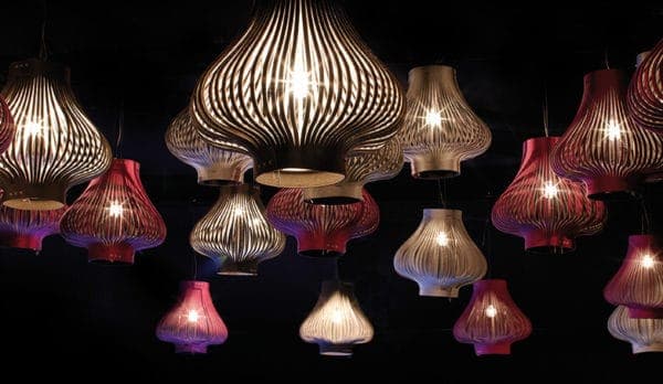 Geluidsabsorberende lamp met een stijlvol design
